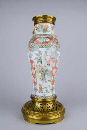 19th C Vase Cross Famille Rose and Famille Verte