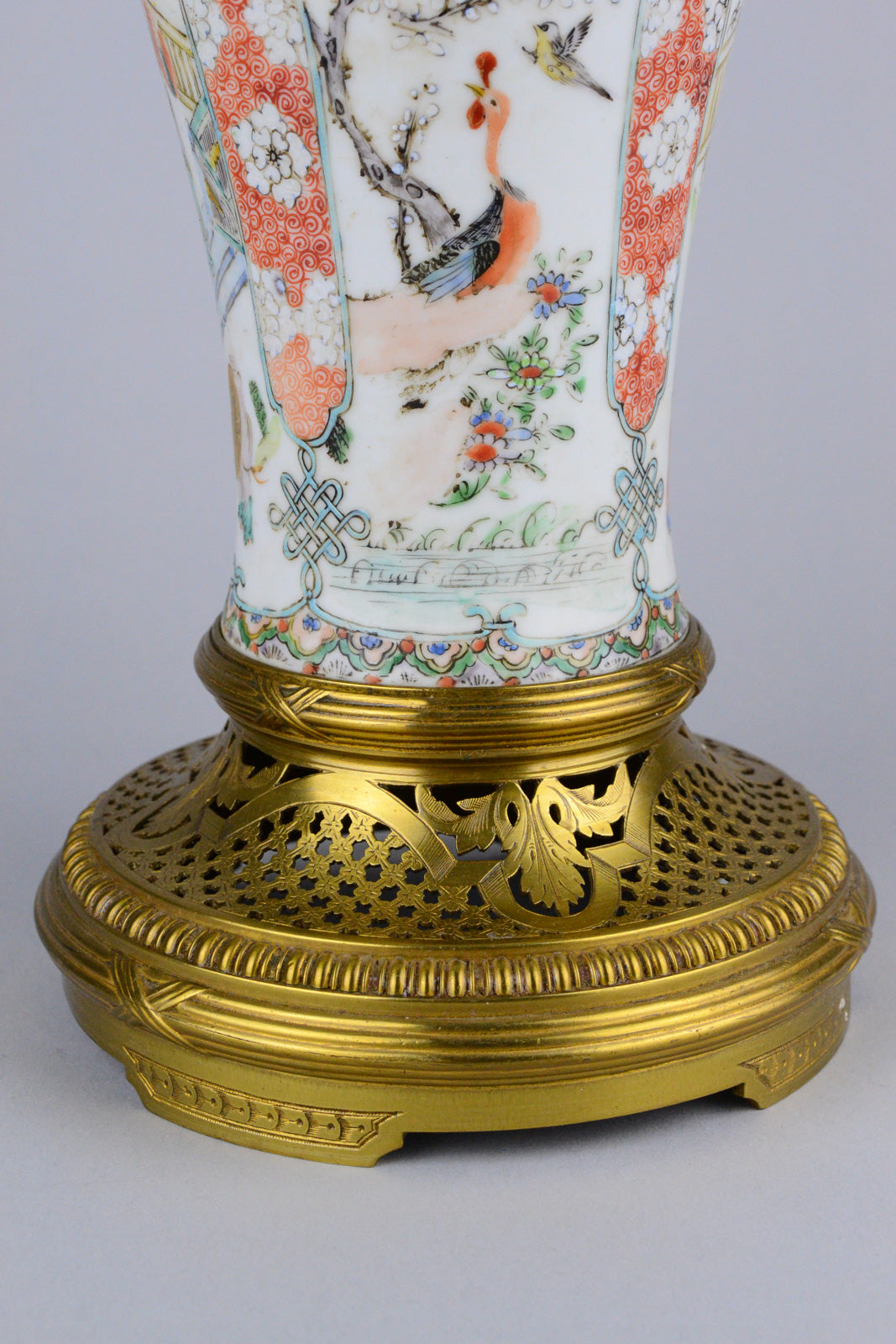 19th C Vase Cross Famille Rose and Famille Verte