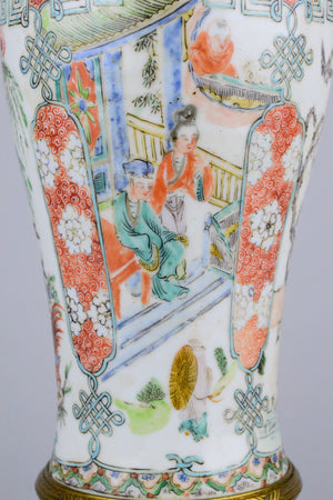 19th C Vase Cross Famille Rose and Famille Verte