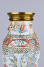 19th C Vase Cross Famille Rose and Famille Verte