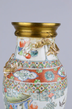 19th C Vase Cross Famille Rose and Famille Verte