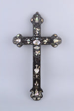 Chinese Mother-of-Pearl Inlaid Wood Apostle Cross