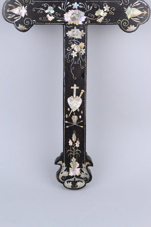 Chinese Mother-of-Pearl Inlaid Wood Apostle Cross